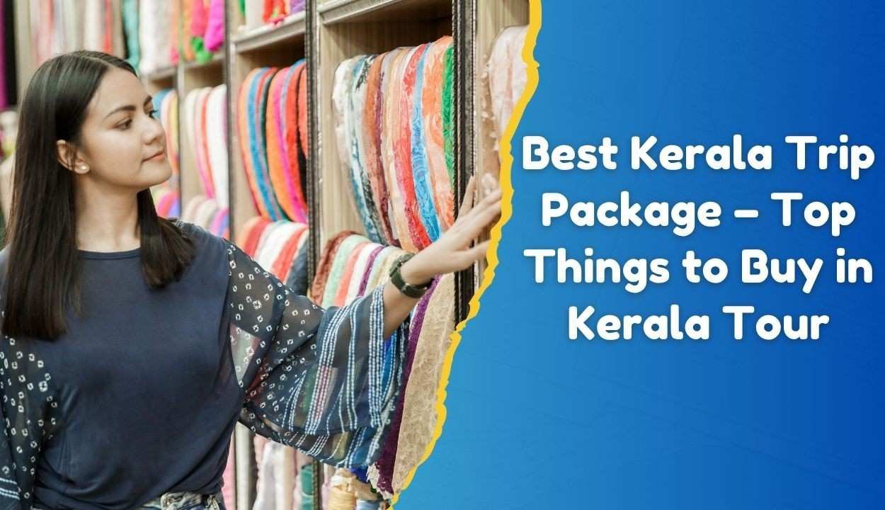 Woman shopping for colorful traditional fabrics in Kerala